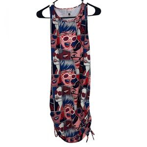 Constantly Varied Gear CVG Multiway Dress Pop Art Print Sleeveless Ruched XS/S